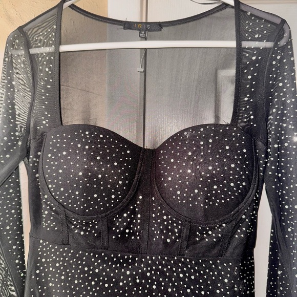 Black Rhinestone Mini Dress - Picture 4 of 5